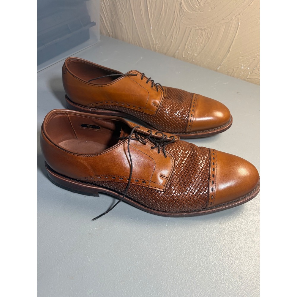 Allen Edmonds New Orleans Mens 10.5 D Brown Leather Braided Cap Toe Derby Shoes - Picture 4 of 9